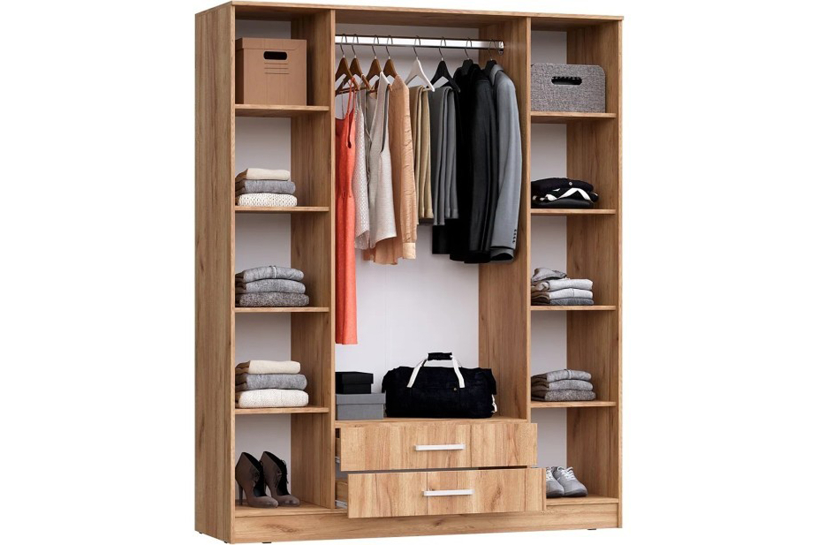 Мартина Шкаф для одежды 4-дв. Графит/Дуб крафт