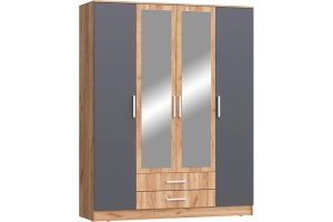 Мартина Шкаф для одежды 4-дв. Графит/Дуб крафт