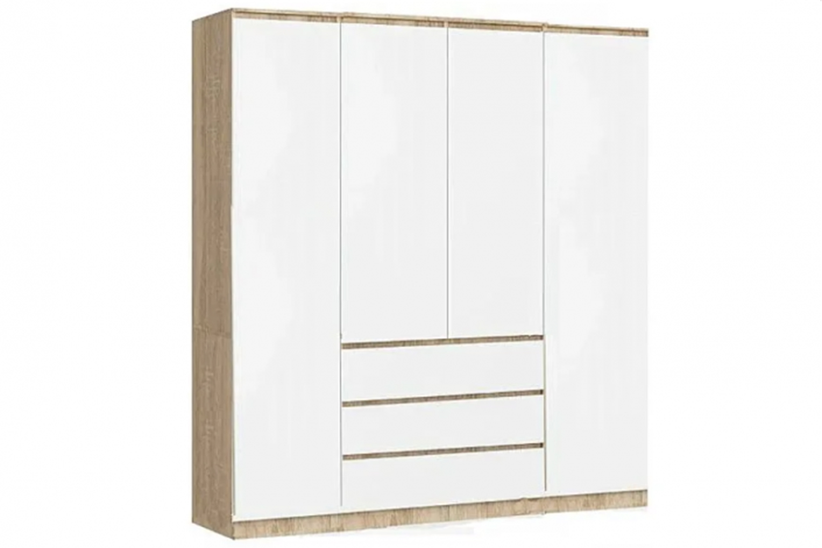 Челси Шкаф 1600 4-х ств. Белый глянец/Дуб сонома
