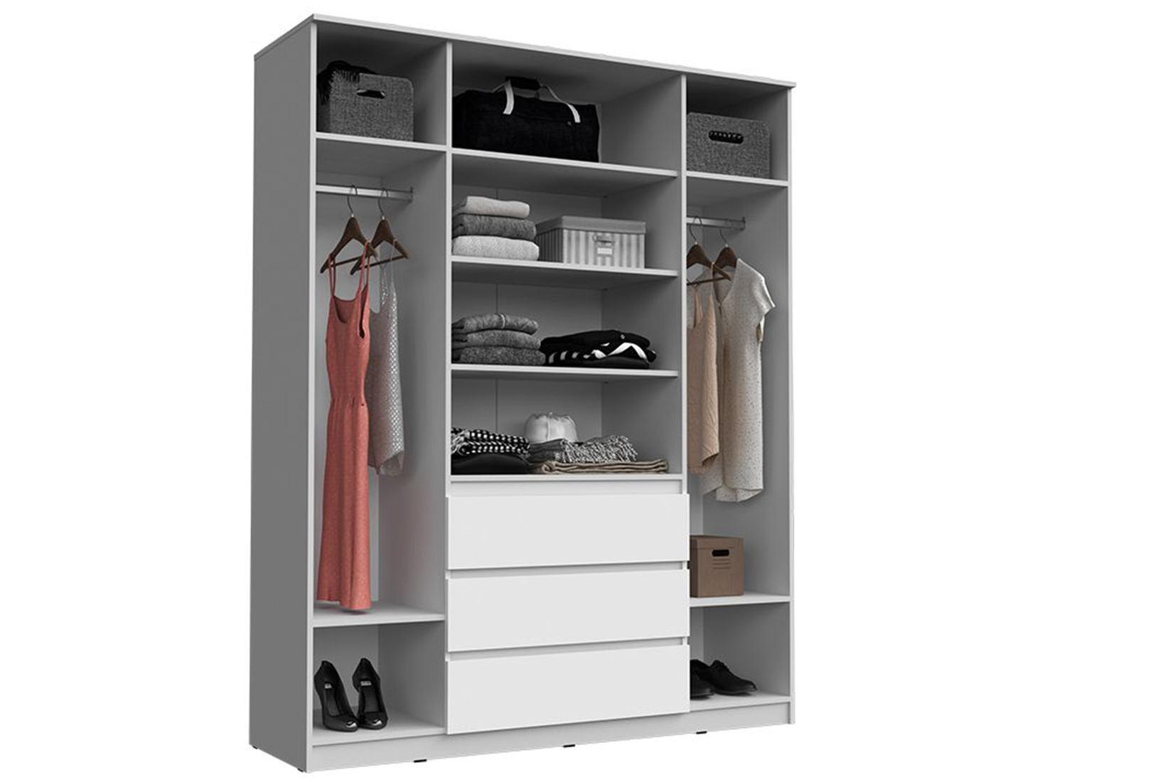 Челси Шкаф 1600 4-х ств. Белый глянец/Дуб сонома