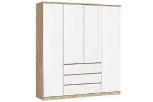 Челси Шкаф 1600 4-х ств. Белый глянец/Дуб сонома