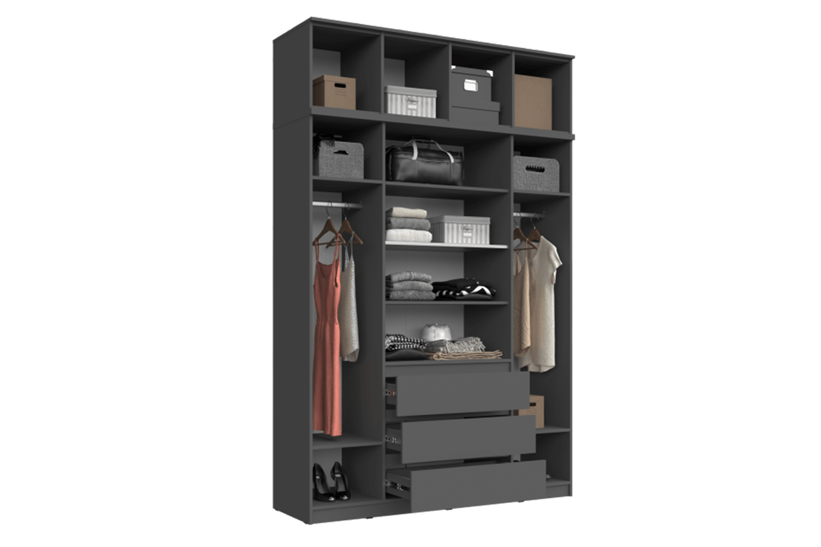 Челси Шкаф 1600 с антресолью 1600 Белый/Белый глянец