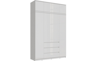 Челси Шкаф 1600 с антресолью 1600 Белый/Белый глянец