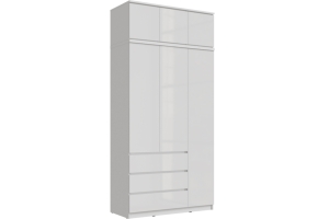 Челси Шкаф 1200 с антресолью 1200 Белый/Белый глянец