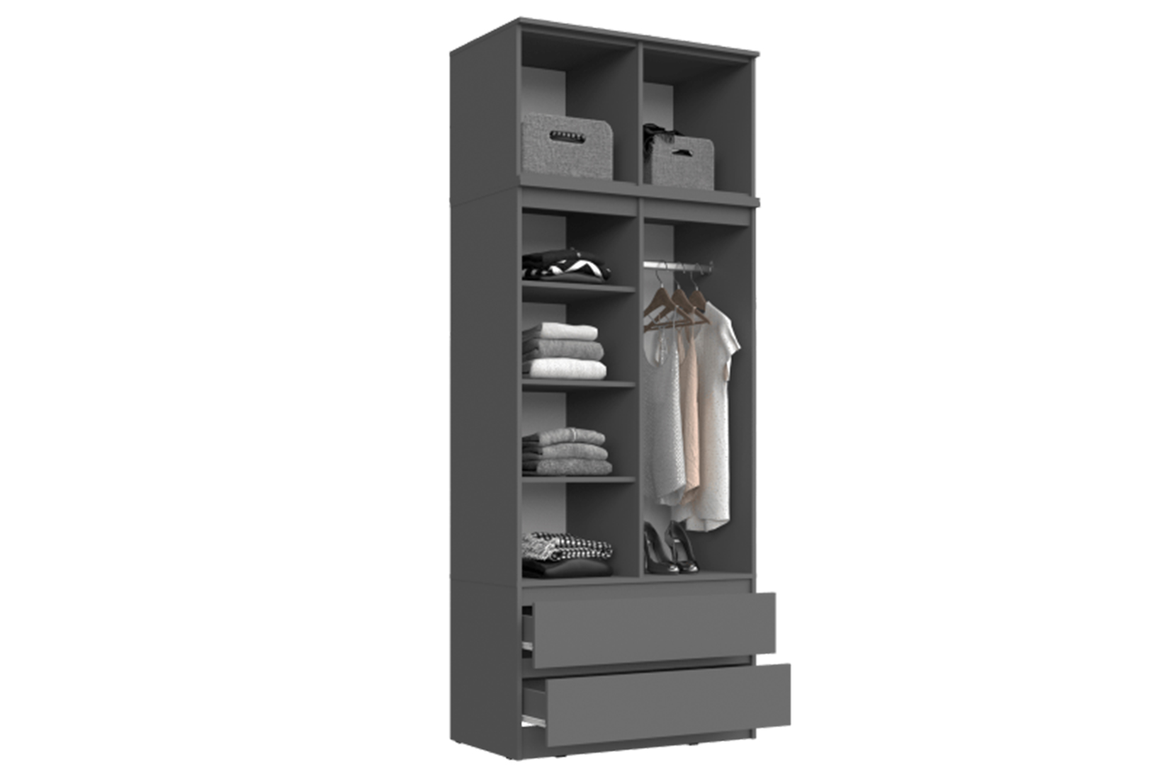 Челси Шкаф 2-х ств. с антресолью 900 Белый