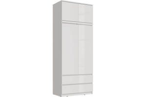 Челси Шкаф 2-х ств. с антресолью 900 Белый