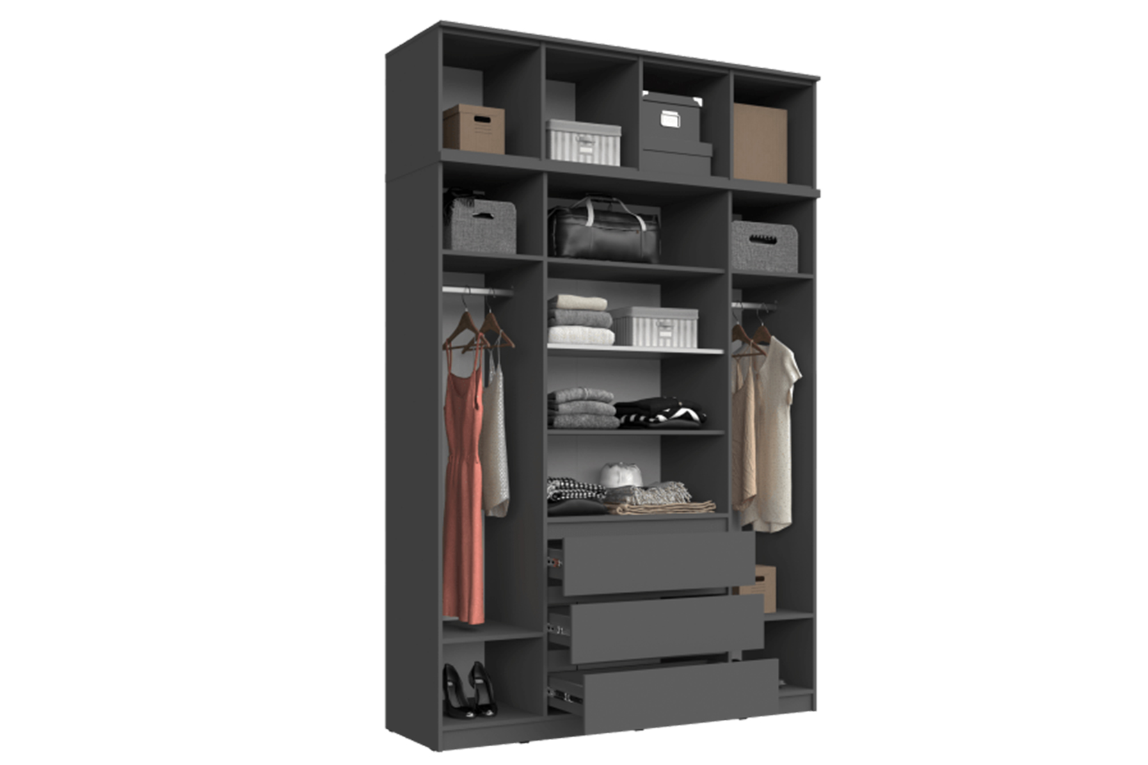 Челси Шкаф 1600 с антресолью 1600 Дуб сонома/Белый глянец