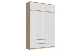 Челси Шкаф 1600 с антресолью 1600 Дуб сонома/Белый глянец