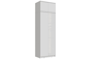 Челси Шкаф 2-х ств. платяной с антресолью 800 Белый/Белый глянец