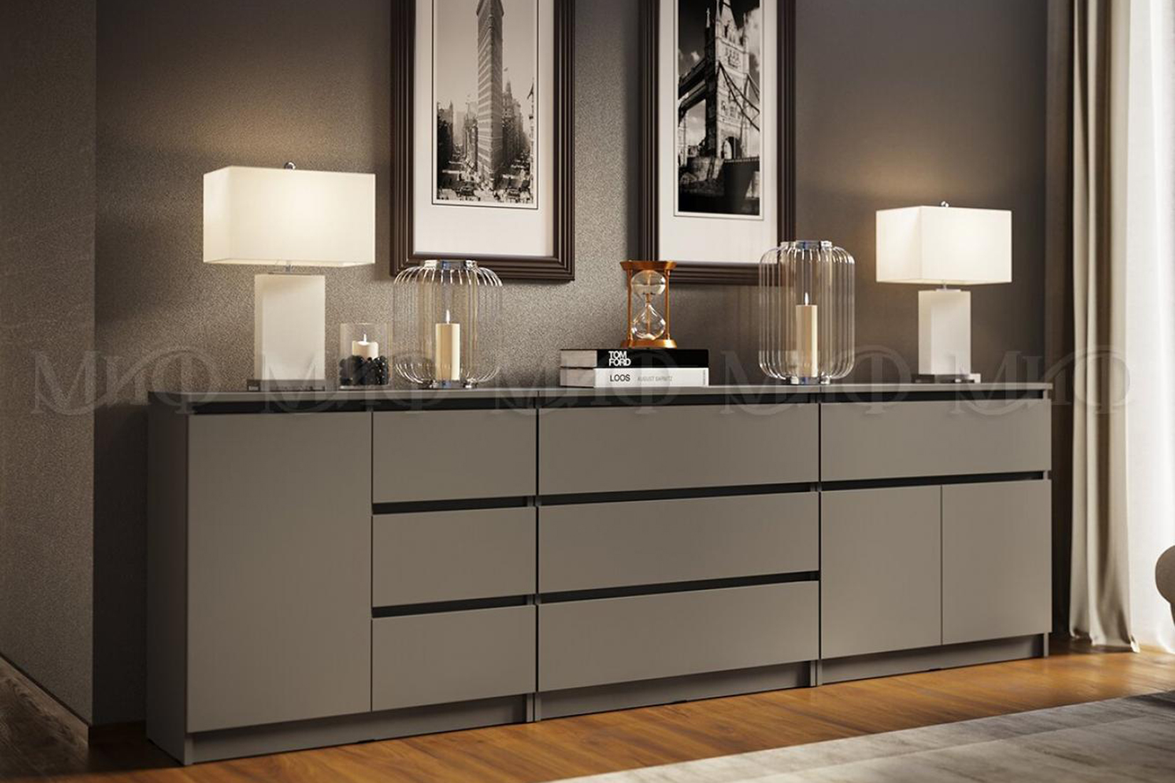 Челси Комод 800 (1ящик 2 двери) Графит