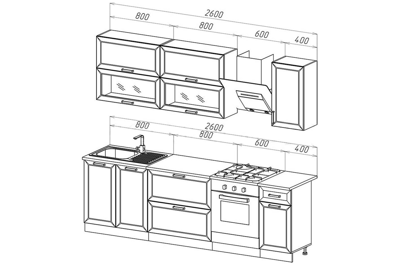 Кухня Монако 2,0м Компоновка №2 Белый снег Софт/ софт Графит