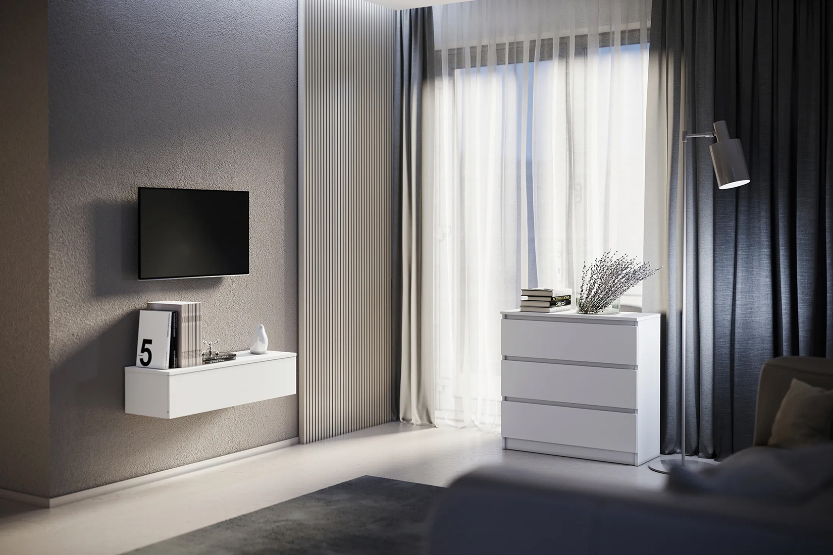 Челси Тумба подвесная Белый/Белый глянец