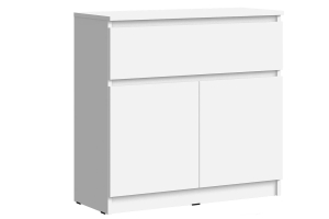Челси Комод 800 (1ящик 2 двери) Белый/Белый глянец