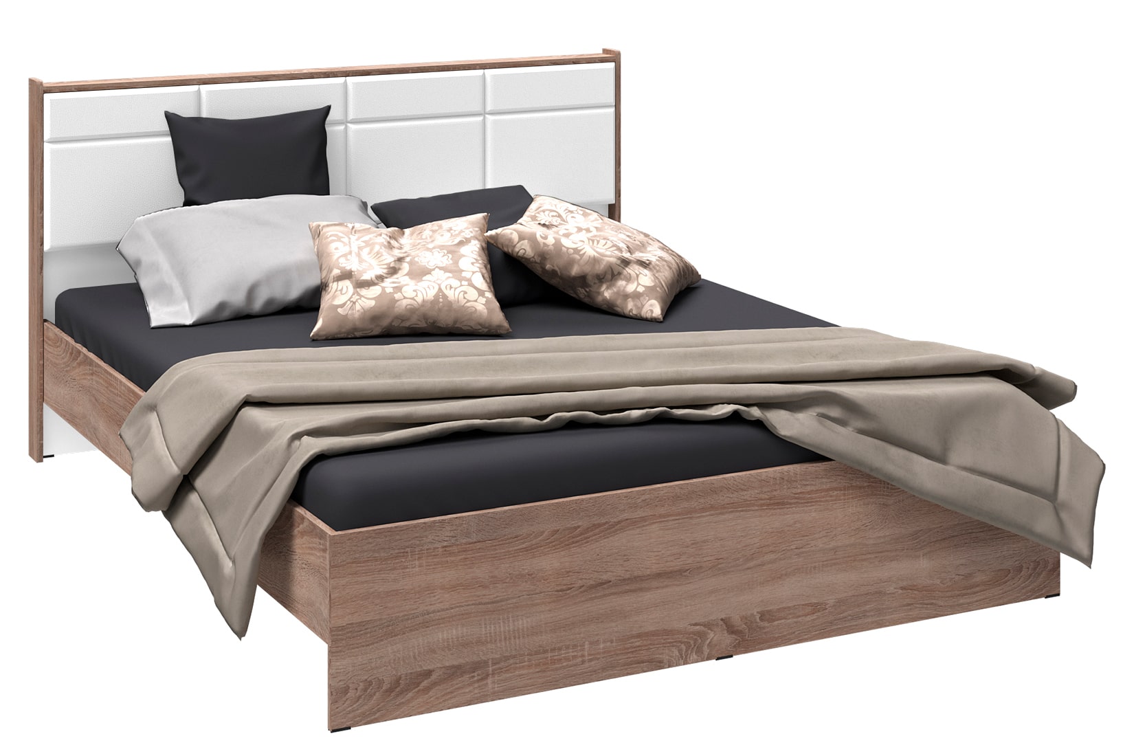 Соната Кровать 140 с ЛДСП настилом Дуб сонома/Белый