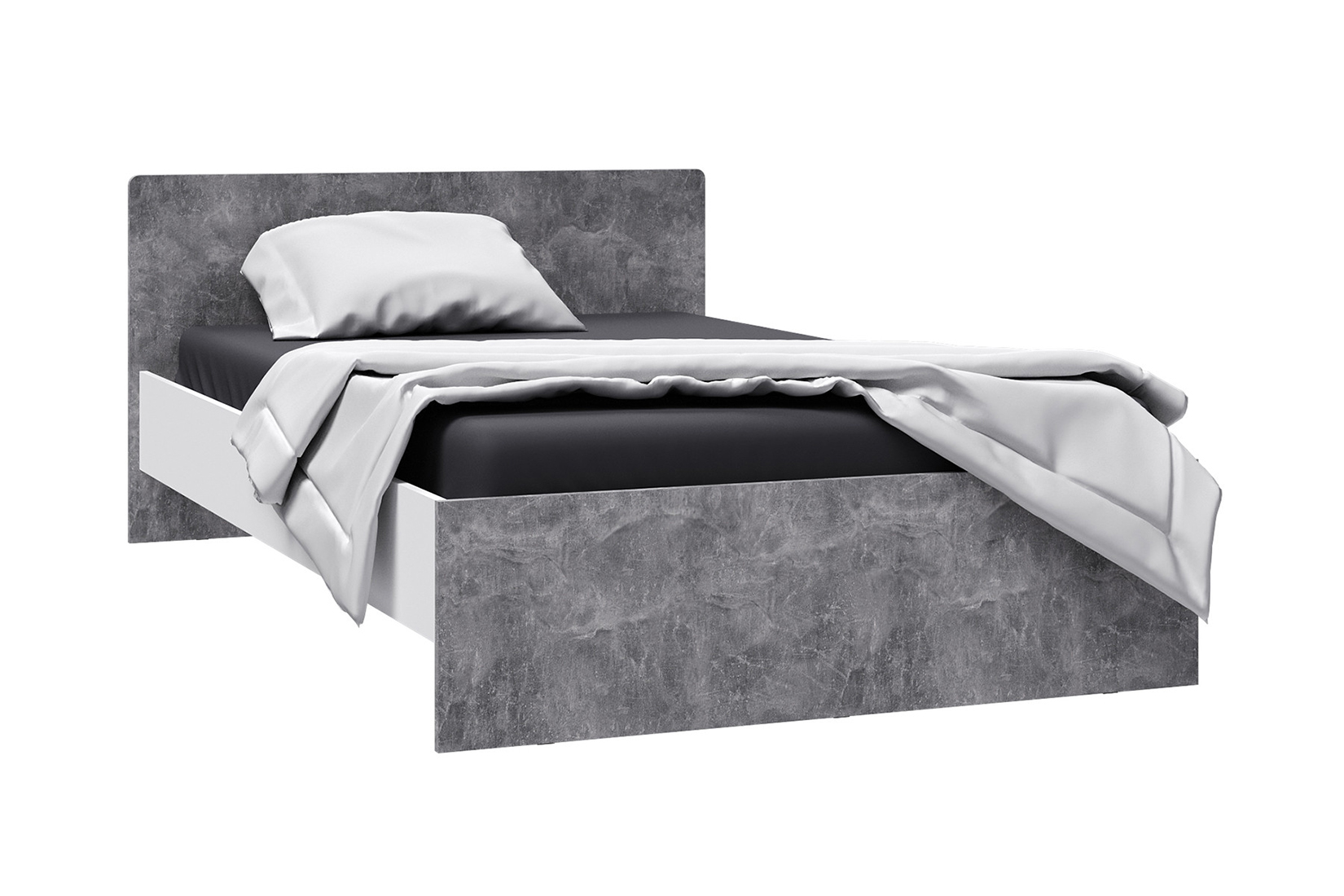 Лючия кровать 1,2 белый/ателье светлое с ЛДСП настилом