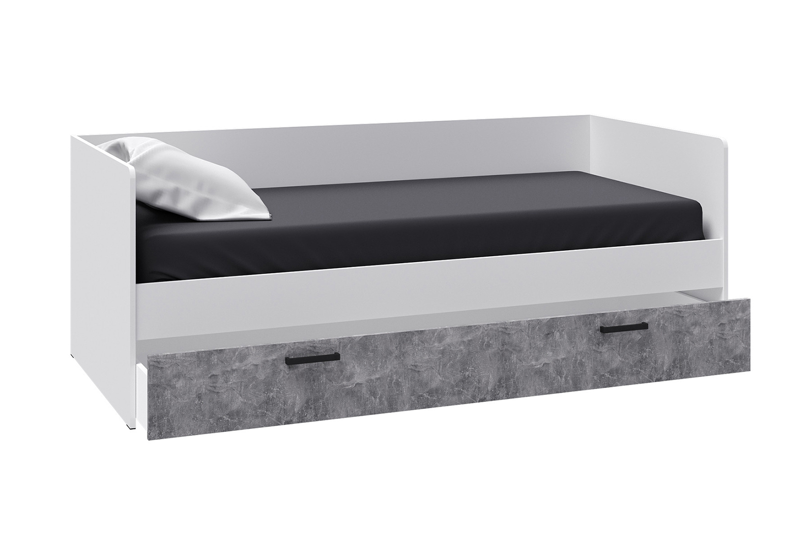 Лючия Кровать универсальная 90х200 с ЛДСП настилом белый/ателье светлое