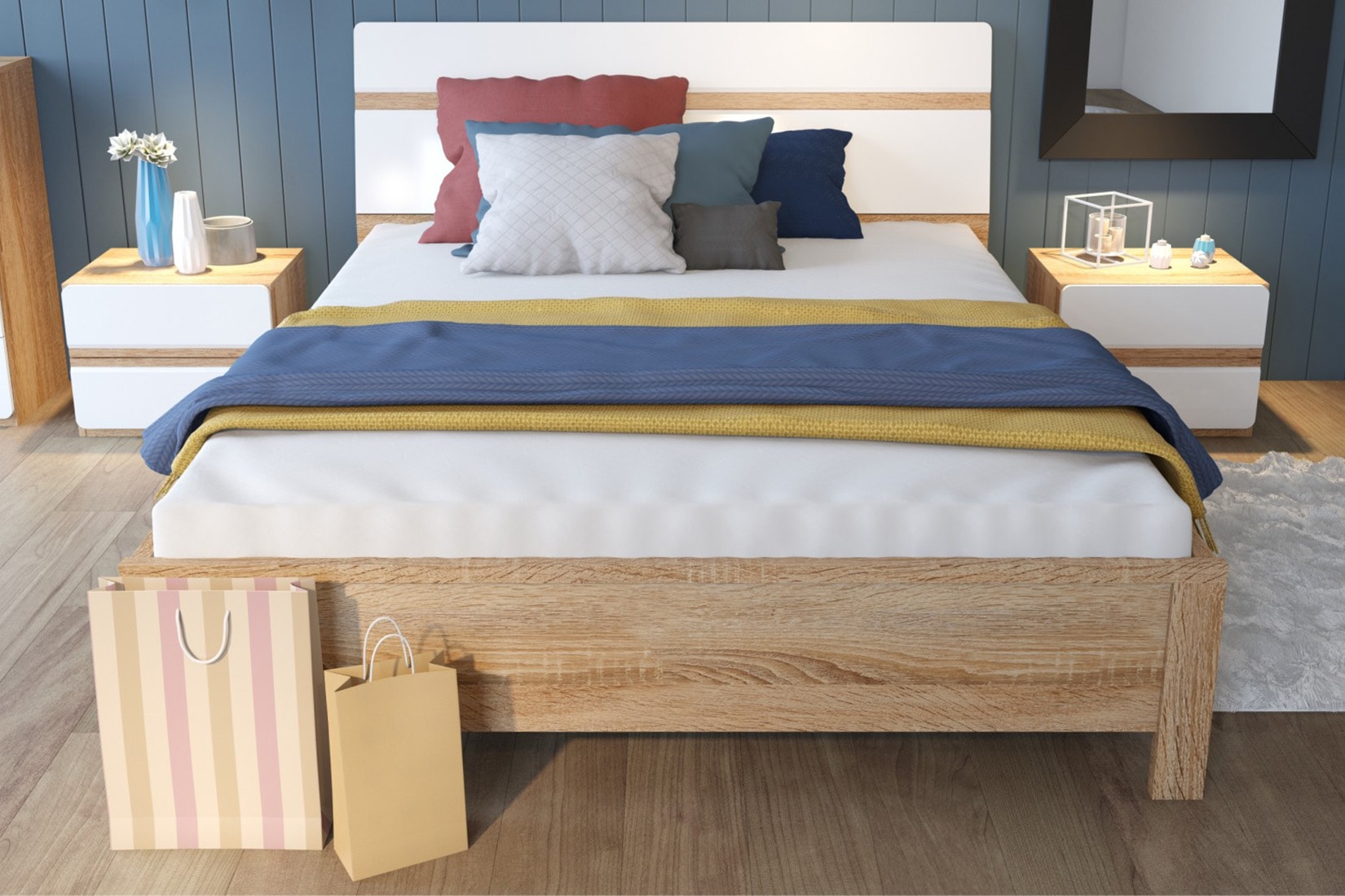 Дакота спальня сонома/белый глянец (империал)