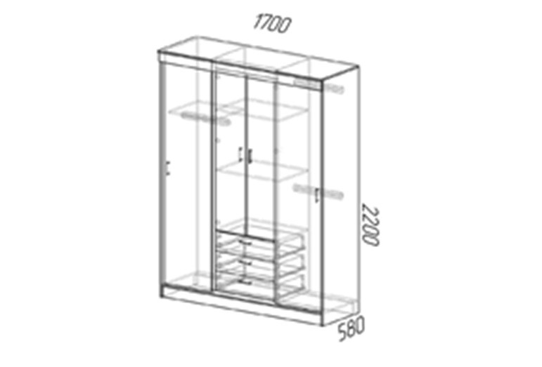 Шкаф-купе с ящиками Лорд Ясень шимо