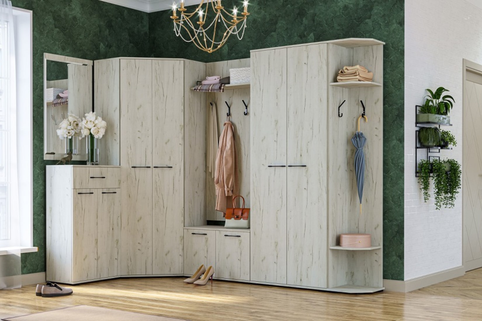 Италия Прихожая комплект 1 Дуб Крафт белый