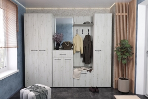 Италия Прихожая комплект 2 Дуб Крафт белый