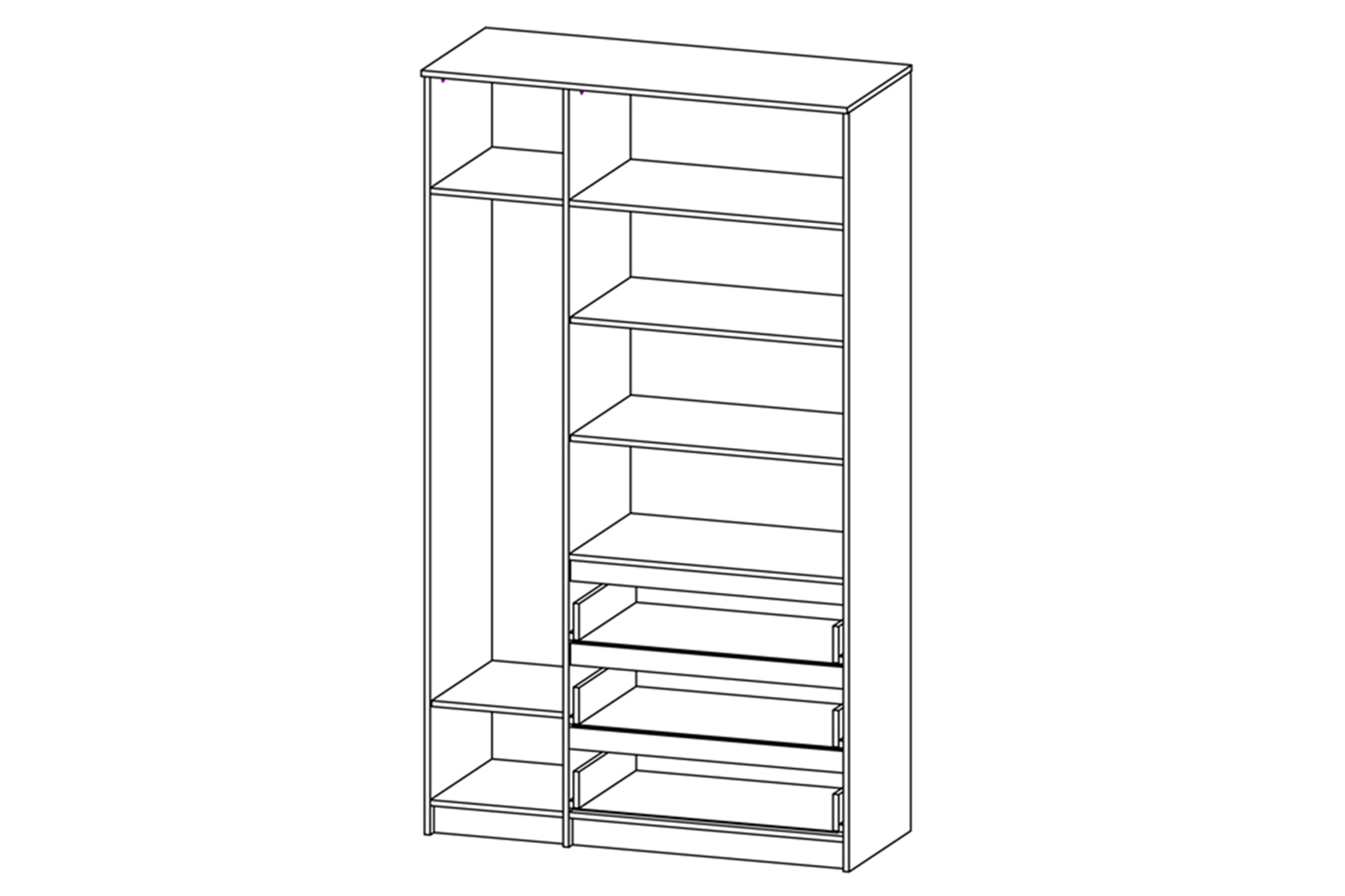 Аванта Шкаф 3-х дв. 3 ящ. без зеркал Белый шагрень