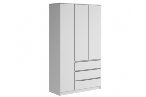 Аванта Шкаф 3-х дв. 3 ящ. без зеркал Белый шагрень