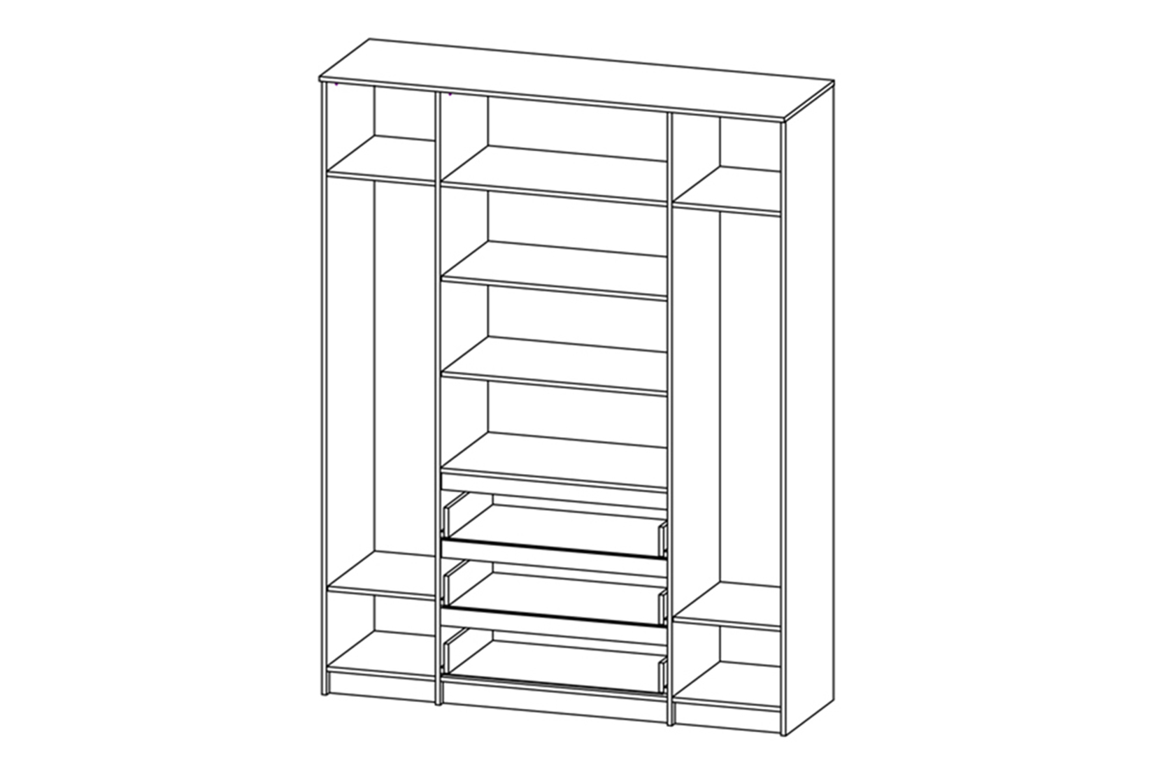 Аванта Шкаф 4-х дв. без зеркал Бетон темный