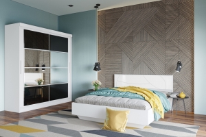 Кровать "Мирти" 1,6 белый шагрень, белый глянец без основания ВВР