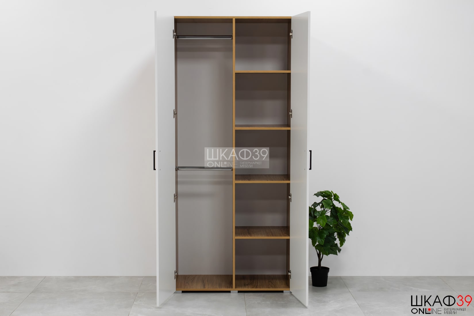 Лайт Шкаф 2-х створчатый 900 Белый/Дуб золотой