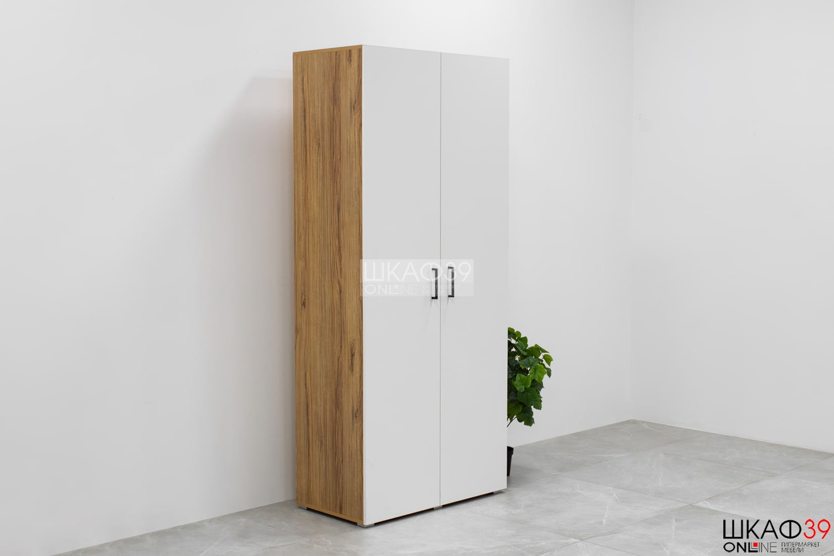 Лайт Шкаф 2-х створчатый 900 Белый/Дуб золотой