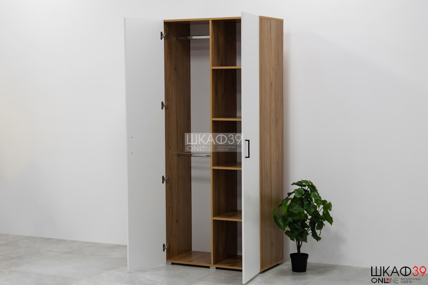 Лайт Шкаф 2-х створчатый 900 Белый/Дуб золотой