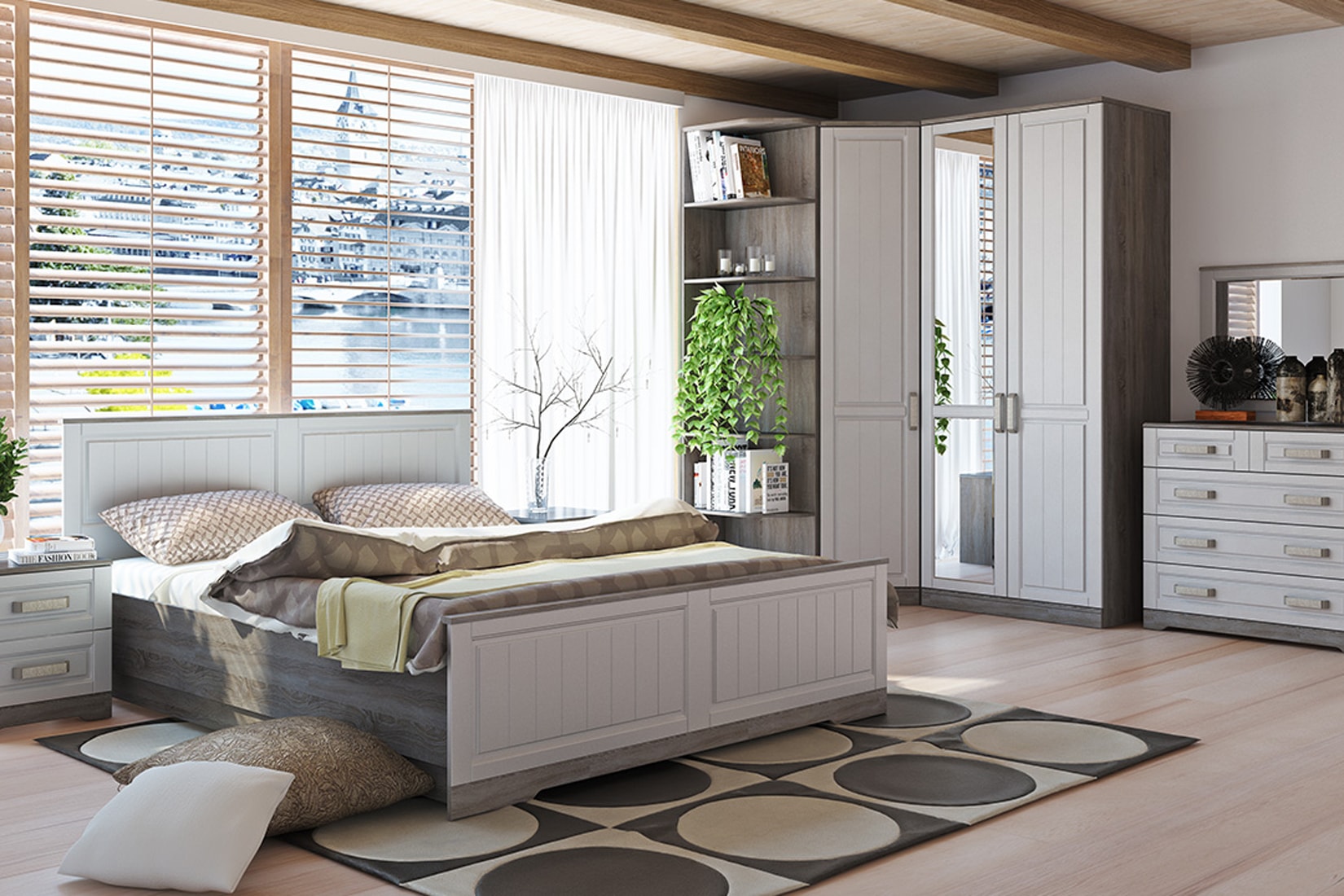 Прованс Спальня (Дуб Сонома трюфель/Крем)