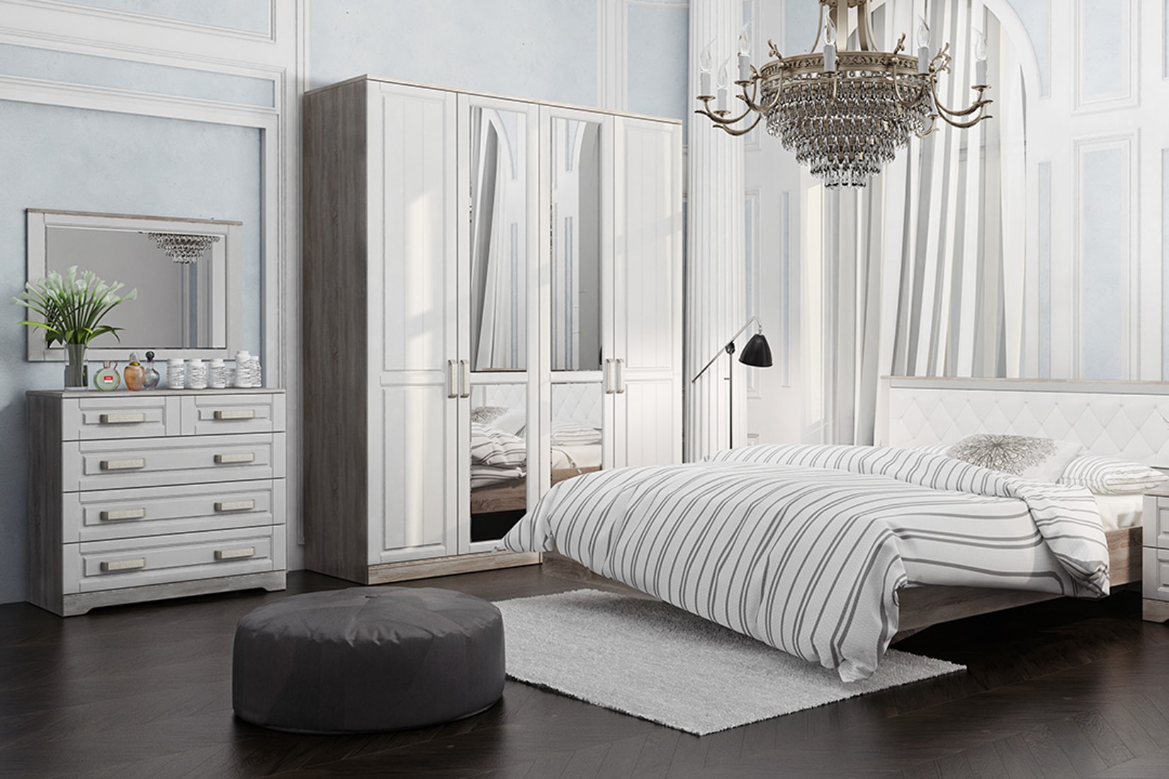 Прованс Спальня (Дуб Сонома трюфель/Крем)