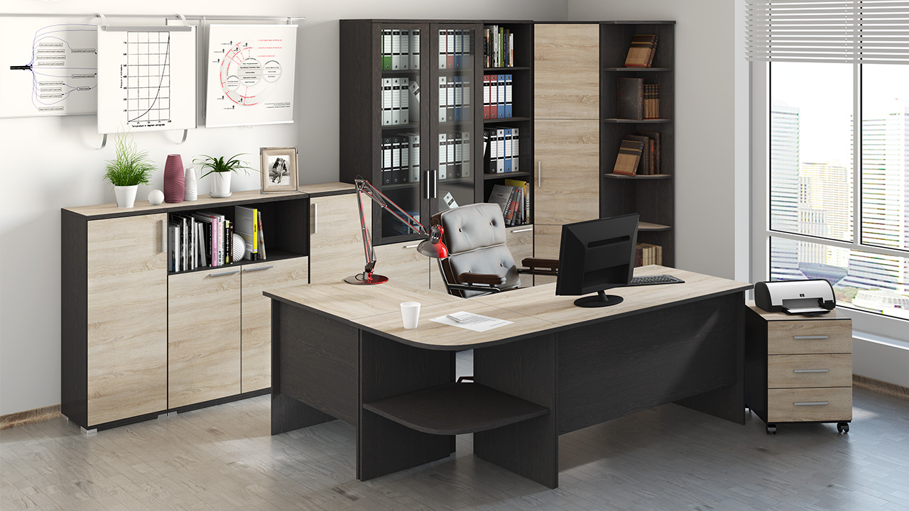Успех-2 Мебель для офиса Венге Цаво, Дуб Сонома