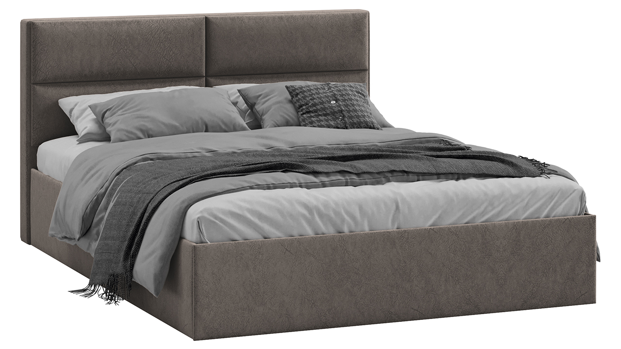 Кровать без ПМ «Глосс» Тип 1 (без подъемного механизма) Микровелюр Wellmart Latte