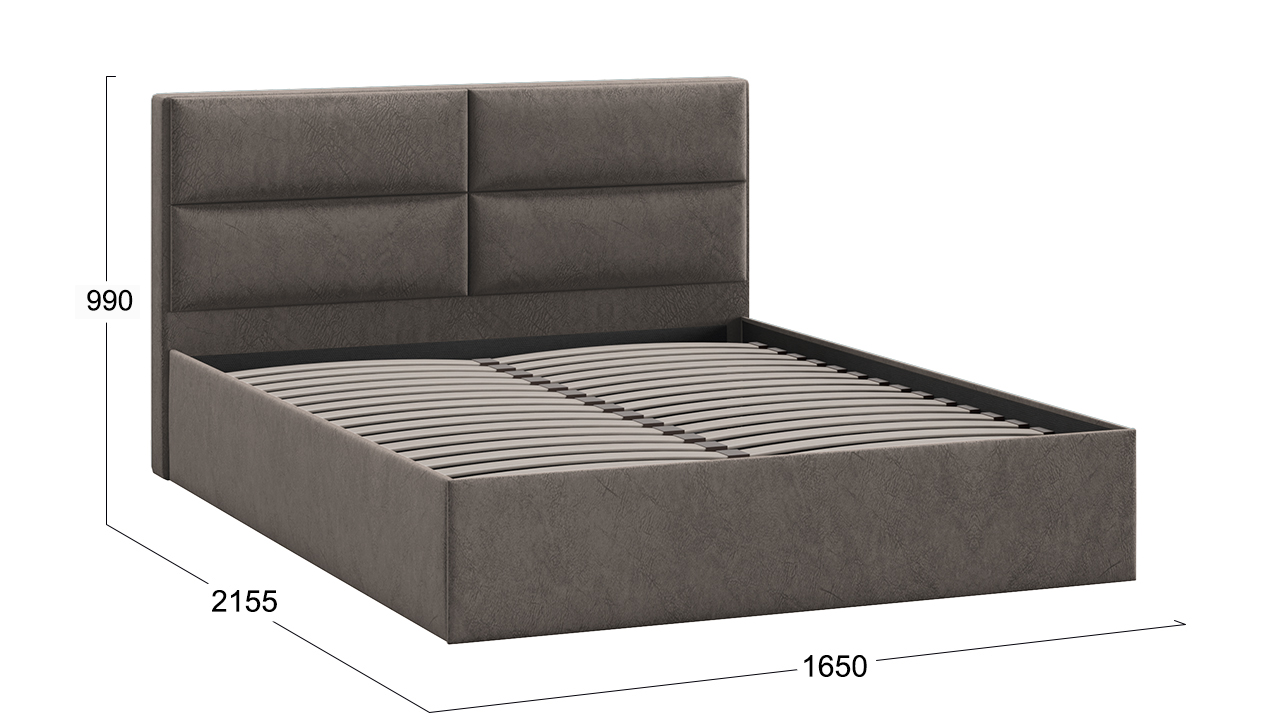 Кровать без ПМ «Глосс» Тип 1 (без подъемного механизма) Микровелюр Wellmart Latte