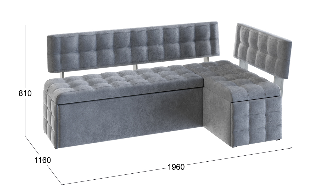 Скамья угловая со спальным местом «Манчестер» Микровелюр (Gretta Light grey)