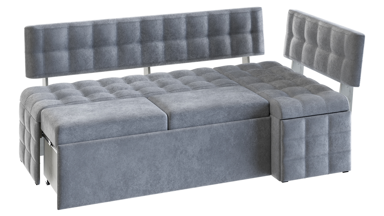 Скамья угловая со спальным местом «Манчестер» Микровелюр (Gretta Light grey)
