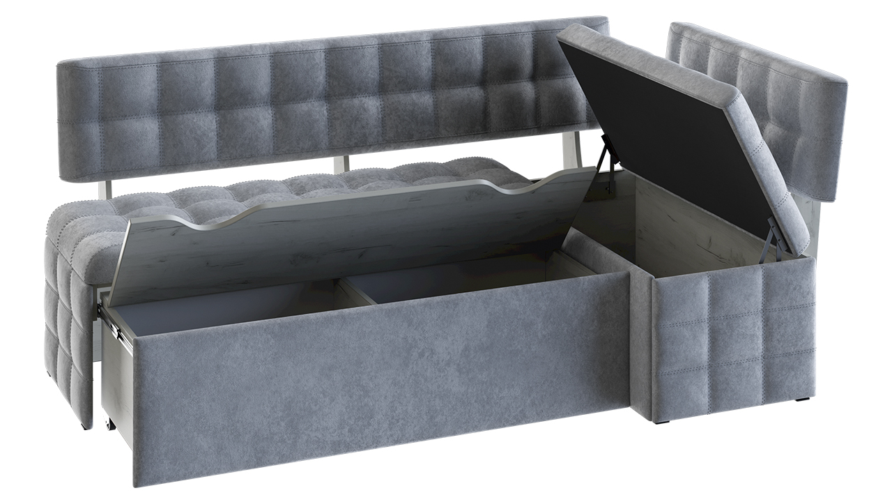 Скамья угловая со спальным местом «Манчестер» Микровелюр (Gretta Light grey)