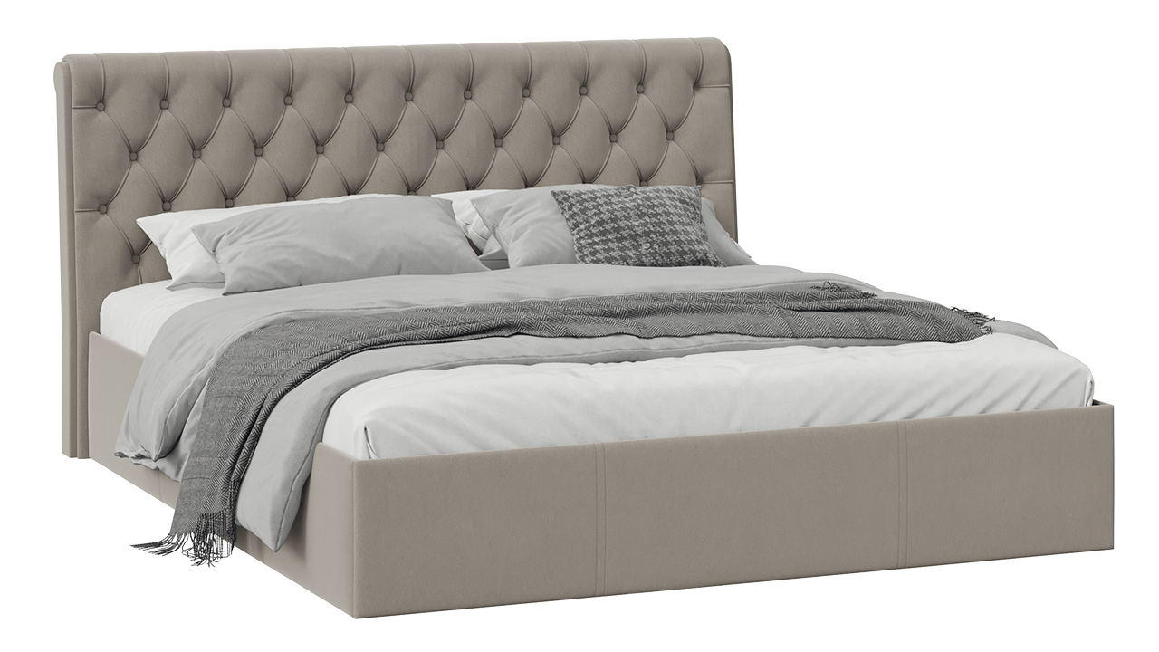 Кровать с ПМ «Скарлет» Тип 1 (с подъемным механизмом) без заглушины Велюр Мокко темный