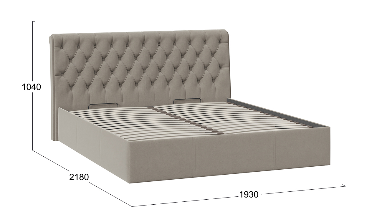Кровать с ПМ «Скарлет» Тип 1 (с подъемным механизмом) без заглушины Велюр Мокко темный