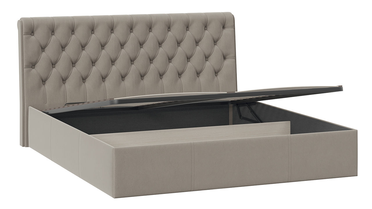 Кровать с ПМ «Скарлет» Тип 1 (с подъемным механизмом) без заглушины Велюр Мокко темный