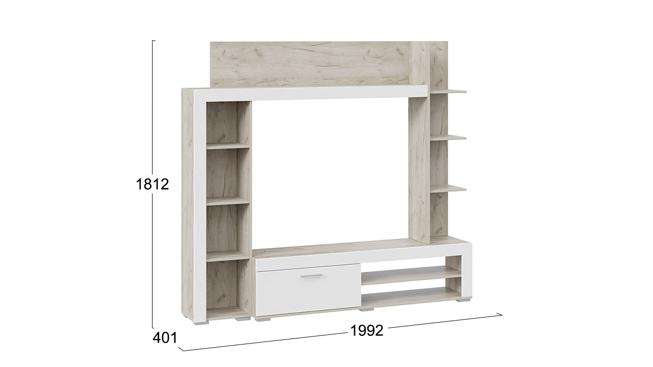 Аэлита Стенка Дуб крафт серый/Белый