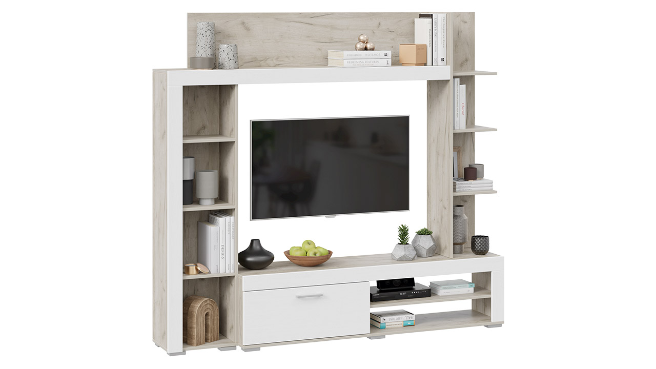 Аэлита Стенка Дуб крафт серый/Белый