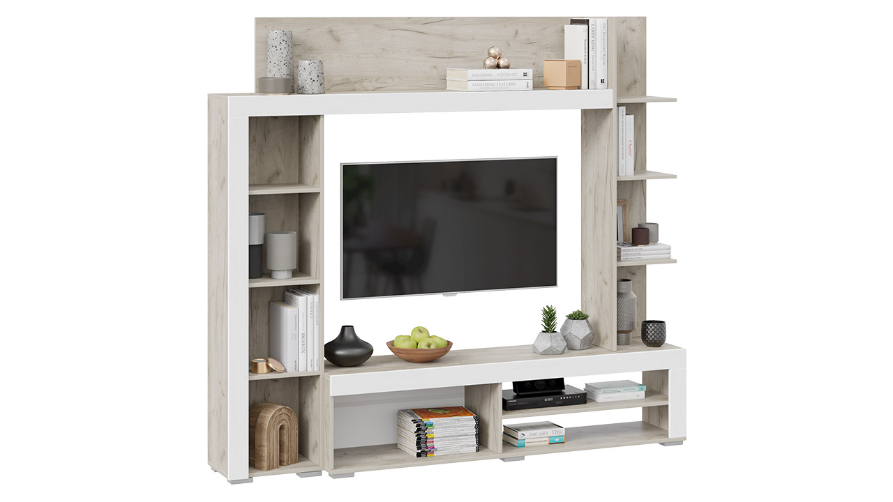 Аэлита Стенка Дуб крафт серый/Белый