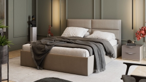 Спальный гарнитур «Глосс» стандартный без шкафа Баттл Рок, Стекло Мокко матовый (М)