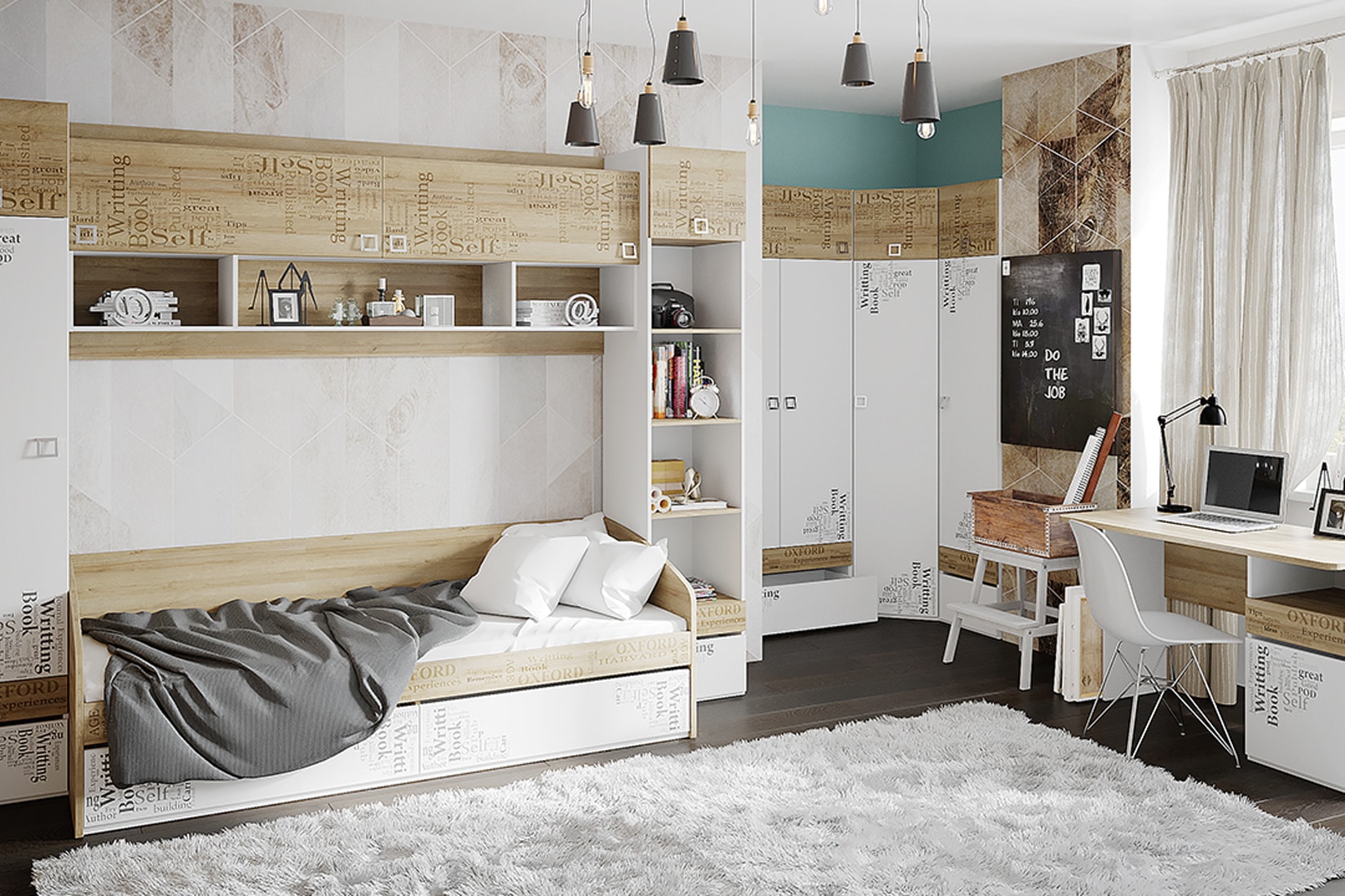 Оксфорд детская спальня Дуб Ривьера/Белый