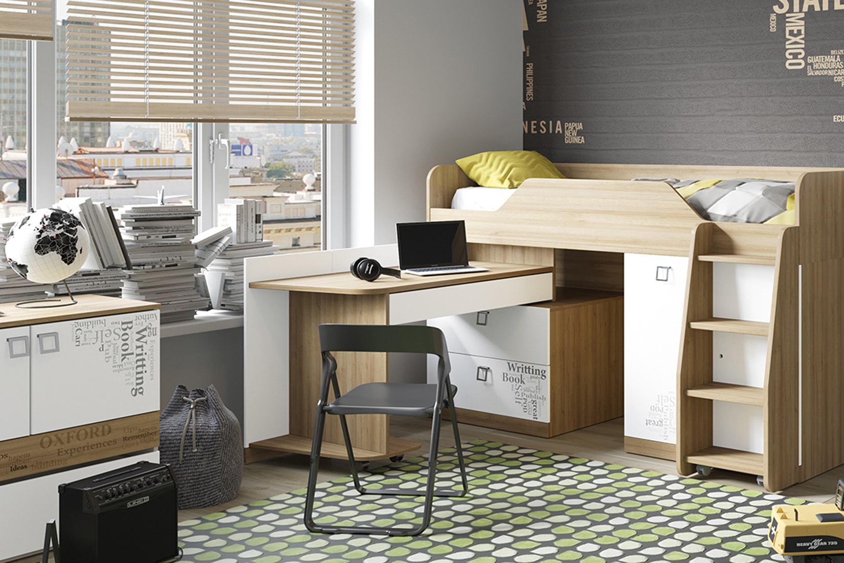 Оксфорд детская спальня Дуб Ривьера/Белый