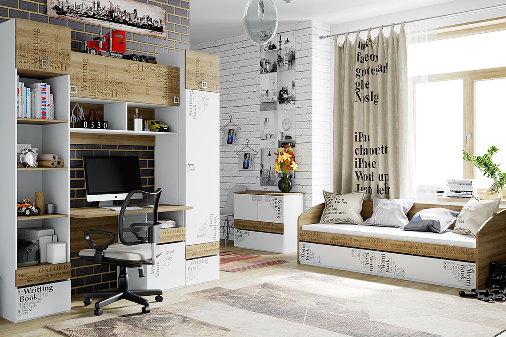 Оксфорд детская спальня Дуб Ривьера/Белый