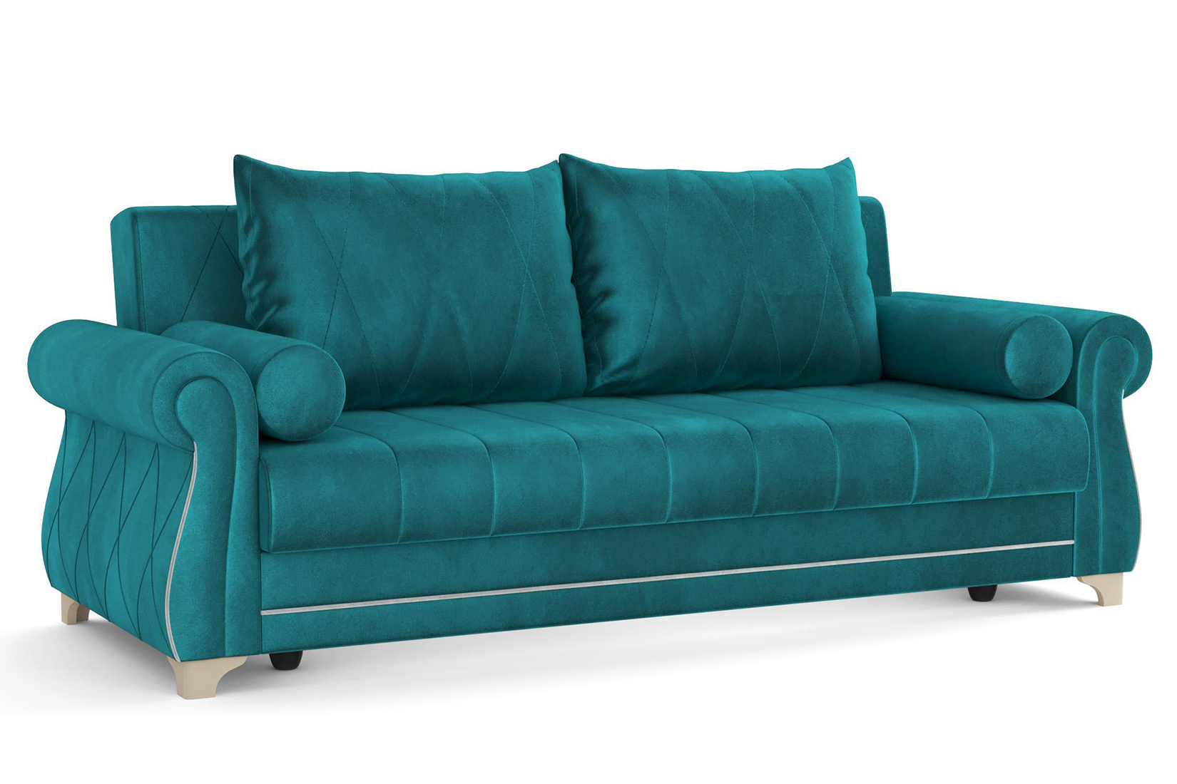 Порто М Диван - кровать (велюр тенерифе изумруд / велюр тенерифе грей)